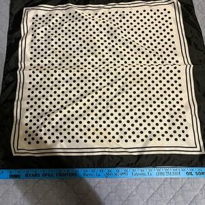 Vintage 25 in‎ square Black and White Polka Dot Scarf